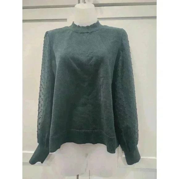 Cece Tops - CeCe Green Long Lace Sleeve Blouse size Large